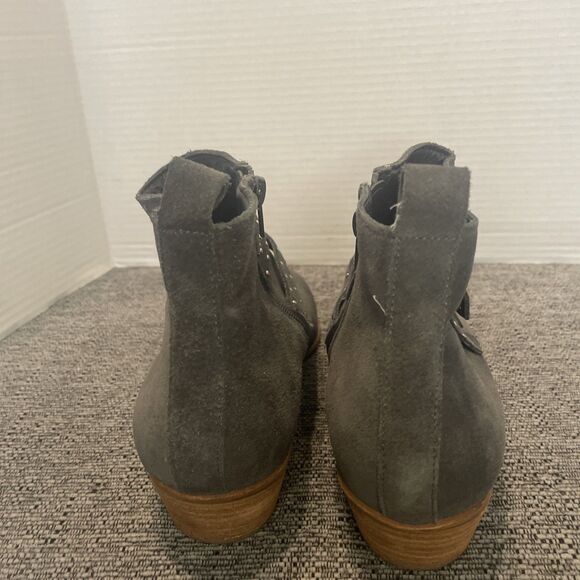Dolce Vita Booties Women’s 10‎ Grey Ankle Boots Suede Buckle Block Heel Western - Picture 13 of 15
